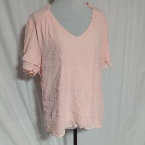Women's Pink V-Neck Top